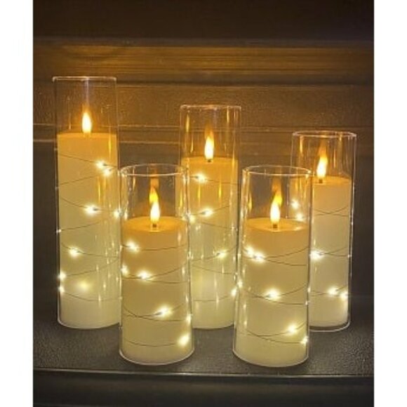 New Flameless LED Candles with Timer 5 Pc Flickering Flameless Candles - Picture 1 of 2